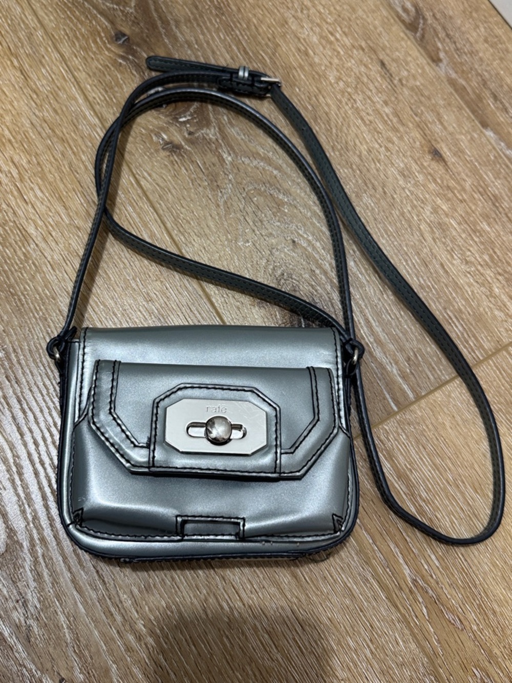 Rafe Metallic Silver Crossbody with Turn-Lock Detail